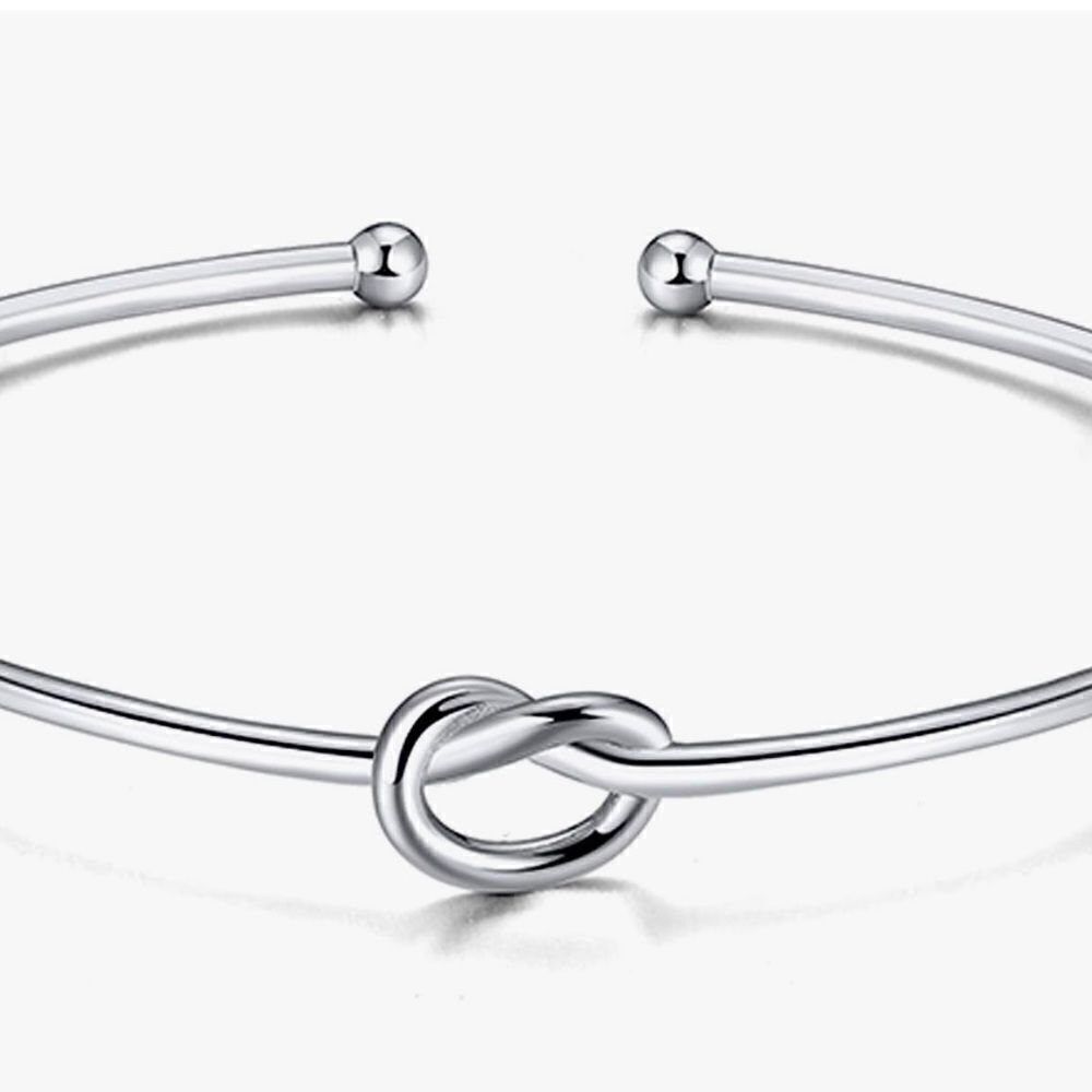 Love knot silver gold cuff bangle bracelet - Picture 2 of 2